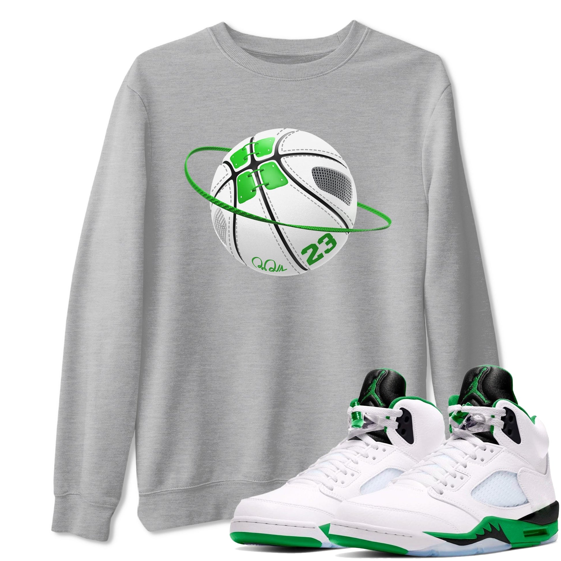 5s Lucky Green shirt to match jordans Basketball Planet sneaker tees Air Jordan 5 Lucky Green SNRT Sneaker Release Tees Unisex Heather Grey 1 T-Shirt
