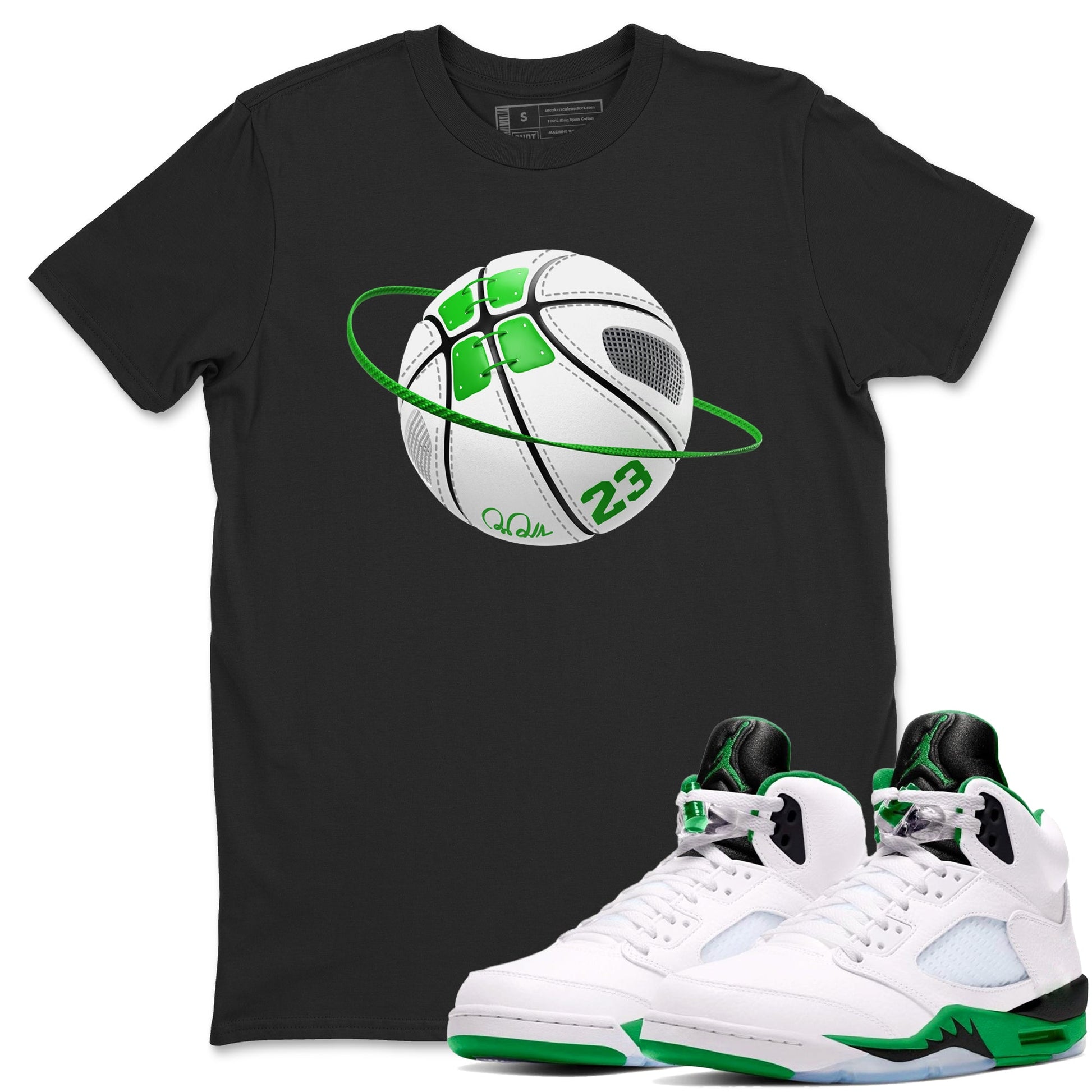 5s Lucky Green shirt to match jordans Basketball Planet sneaker tees Air Jordan 5 Lucky Green SNRT Sneaker Release Tees Unisex Black 1 T-Shirt