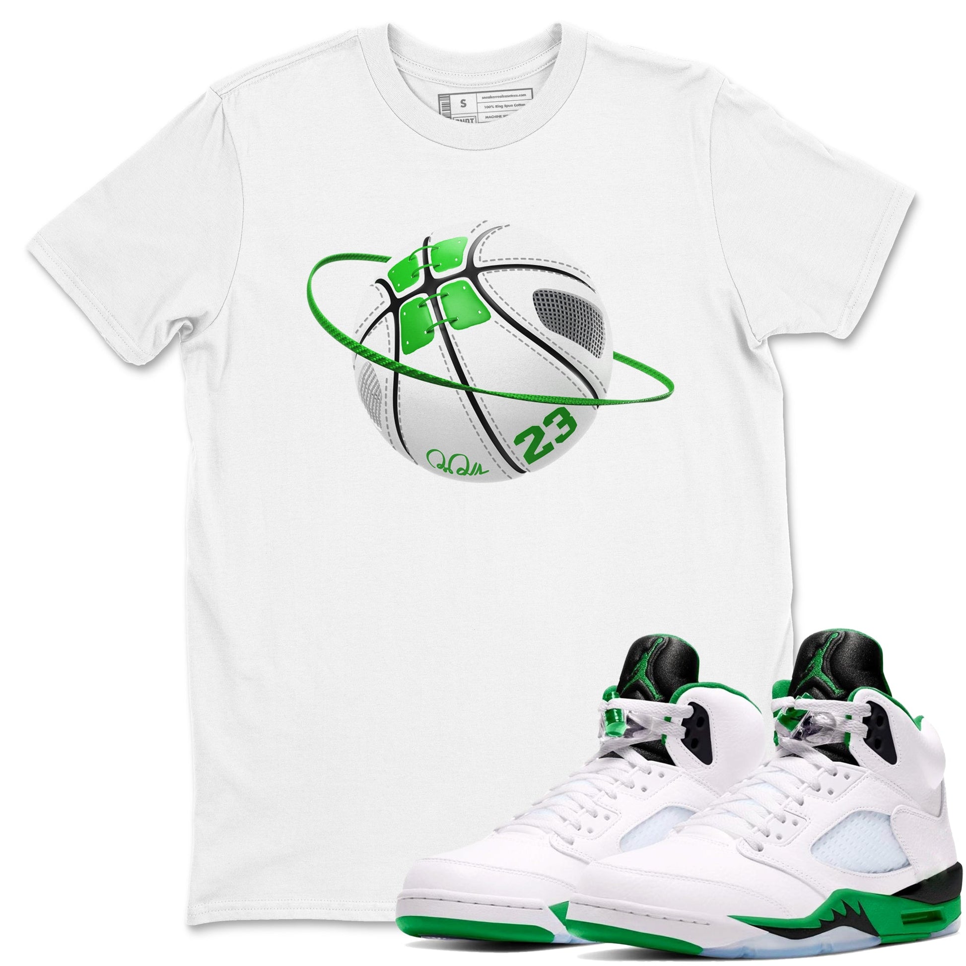 5s Lucky Green shirt to match jordans Basketball Planet sneaker tees Air Jordan 5 Lucky Green SNRT Sneaker Release Tees Unisex White 1 T-Shirt