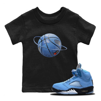 Jordan 5 UNC Sneaker Match Tees Basketball Planet Sneaker Tees Jordan 5 UNC Sneaker Release Tees Kids Shirts
