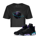 Air Jordan 6 Aqua Sneaker Match Tees Basketball Planet Sneaker Tees AJ6 Aqua Sneaker Release Tees Women's Shirts Black 1