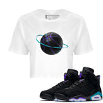 Air Jordan 6 Aqua Sneaker Match Tees Basketball Planet Sneaker Tees AJ6 Aqua Sneaker Release Tees Women's Shirts White 1