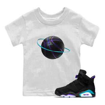 Air Jordan 6 Aqua Sneaker Match Tees Basketball Planet Sneaker Tees AJ6 Aqua Sneaker Release Tees Kids Shirts White 1