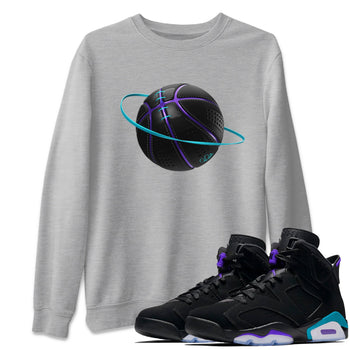 Air Jordan 6 Aqua Sneaker Match Tees Basketball Planet Sneaker Tees AJ6 Aqua Sneaker Release Tees Unisex Shirts Heather Grey 1