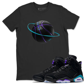 Air Jordan 6 Aqua Sneaker Match Tees Basketball Planet Sneaker Tees AJ6 Aqua Sneaker Release Tees Unisex Shirts Black 1