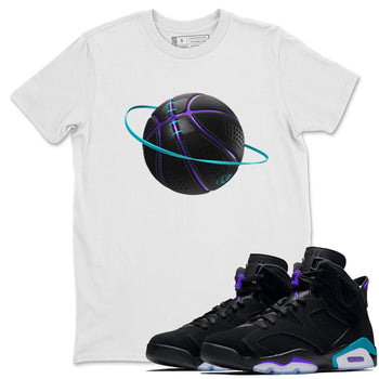 Air Jordan 6 Aqua Sneaker Match Tees Basketball Planet Sneaker Tees AJ6 Aqua Sneaker Release Tees Unisex Shirts White 1