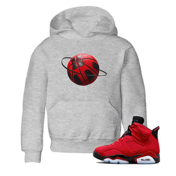 Air Jordan 6 Toro Bravo Sneaker Match Tees Basketball Planet Sneaker Tees 3D Graphic Design Shirts AJ6 Toro Bravo Sneaker Release Tees Kids Shirts Heather Grey 1