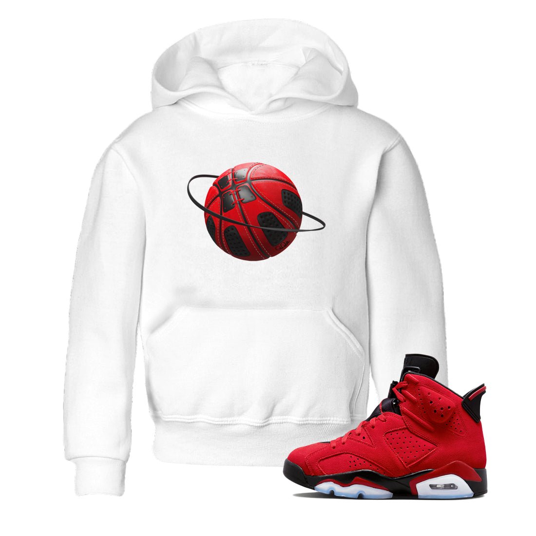Air Jordan 6 Toro Bravo Sneaker Match Tees Basketball Planet Sneaker Tees 3D Graphic Design Shirts AJ6 Toro Bravo Sneaker Release Tees Kids Shirts White 1