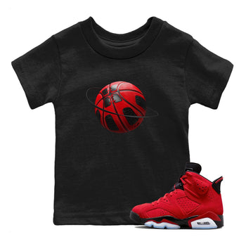 Air Jordan 6 Toro Bravo Sneaker Match Tees Basketball Planet Sneaker Tees 3D Graphic Design Shirts AJ6 Toro Bravo Sneaker Release Tees Kids Shirts Black 1
