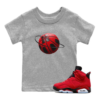 Air Jordan 6 Toro Bravo Sneaker Match Tees Basketball Planet Sneaker Tees 3D Graphic Design Shirts AJ6 Toro Bravo Sneaker Release Tees Kids Shirts Heather Grey 1