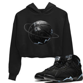 Air Jordan 7 Chambray Sneaker Match Tees Basketball Planet Sneaker Tees AJ7 Chambray Sneaker Release Tees Women's Shirts Black 1