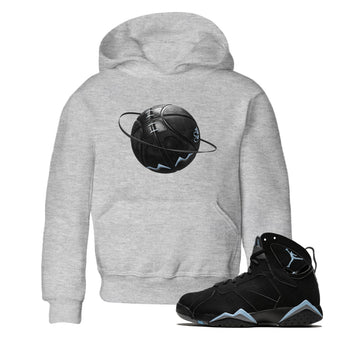 Air Jordan 7 Chambray Sneaker Match Tees Basketball Planet Sneaker Tees AJ7 Chambray Sneaker Release Tees Kids Shirts Heather Grey 1