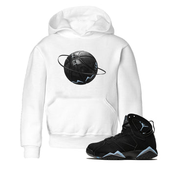Air Jordan 7 Chambray Sneaker Match Tees Basketball Planet Sneaker Tees AJ7 Chambray Sneaker Release Tees Kids Shirts White 1