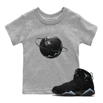 Air Jordan 7 Chambray Sneaker Match Tees Basketball Planet Sneaker Tees AJ7 Chambray Sneaker Release Tees Kids Shirts Heather Grey 1