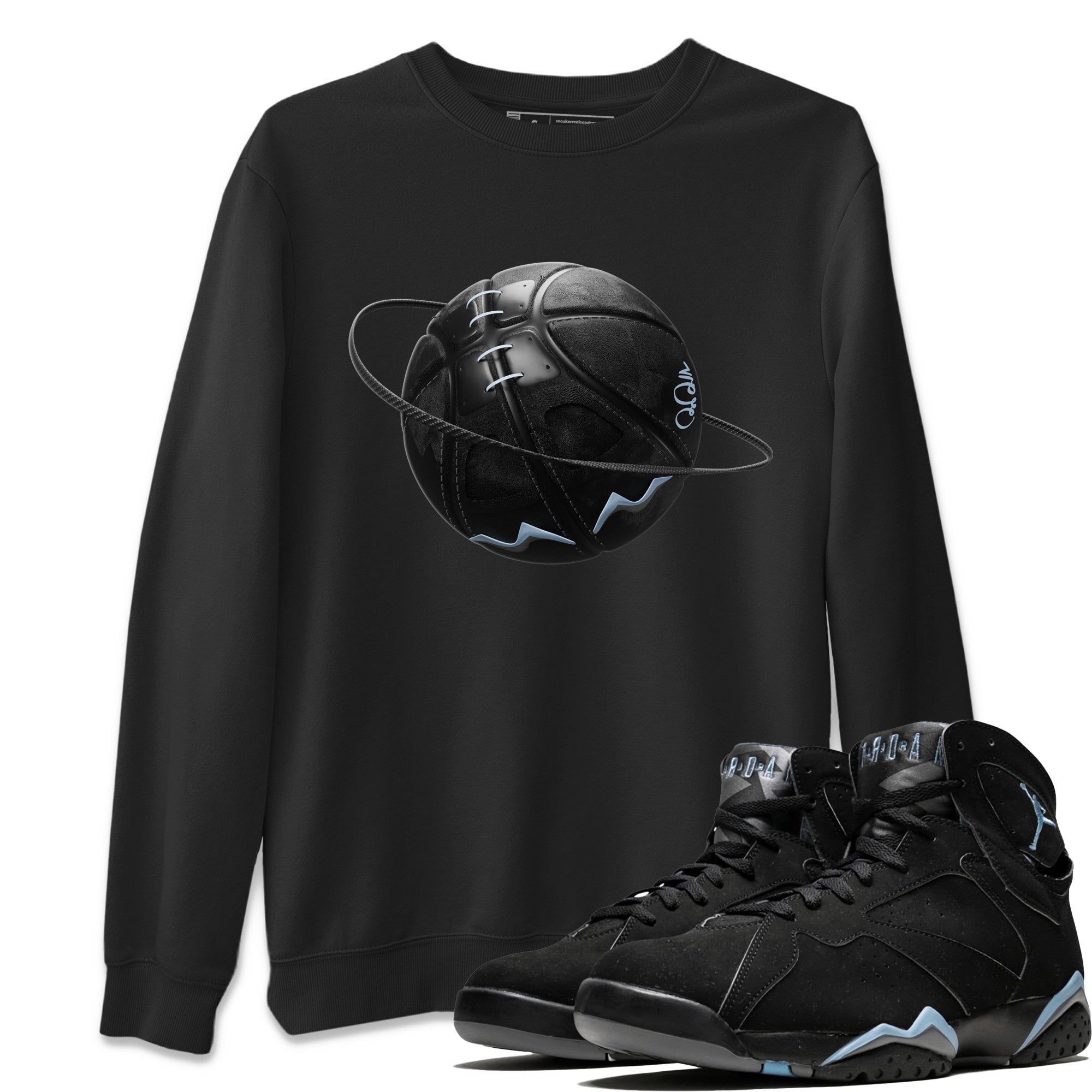 Air Jordan 7 Chambray Sneaker Match Tees Basketball Planet Sneaker Tees AJ7 Chambray Sneaker Release Tees Unisex Shirts Black 1