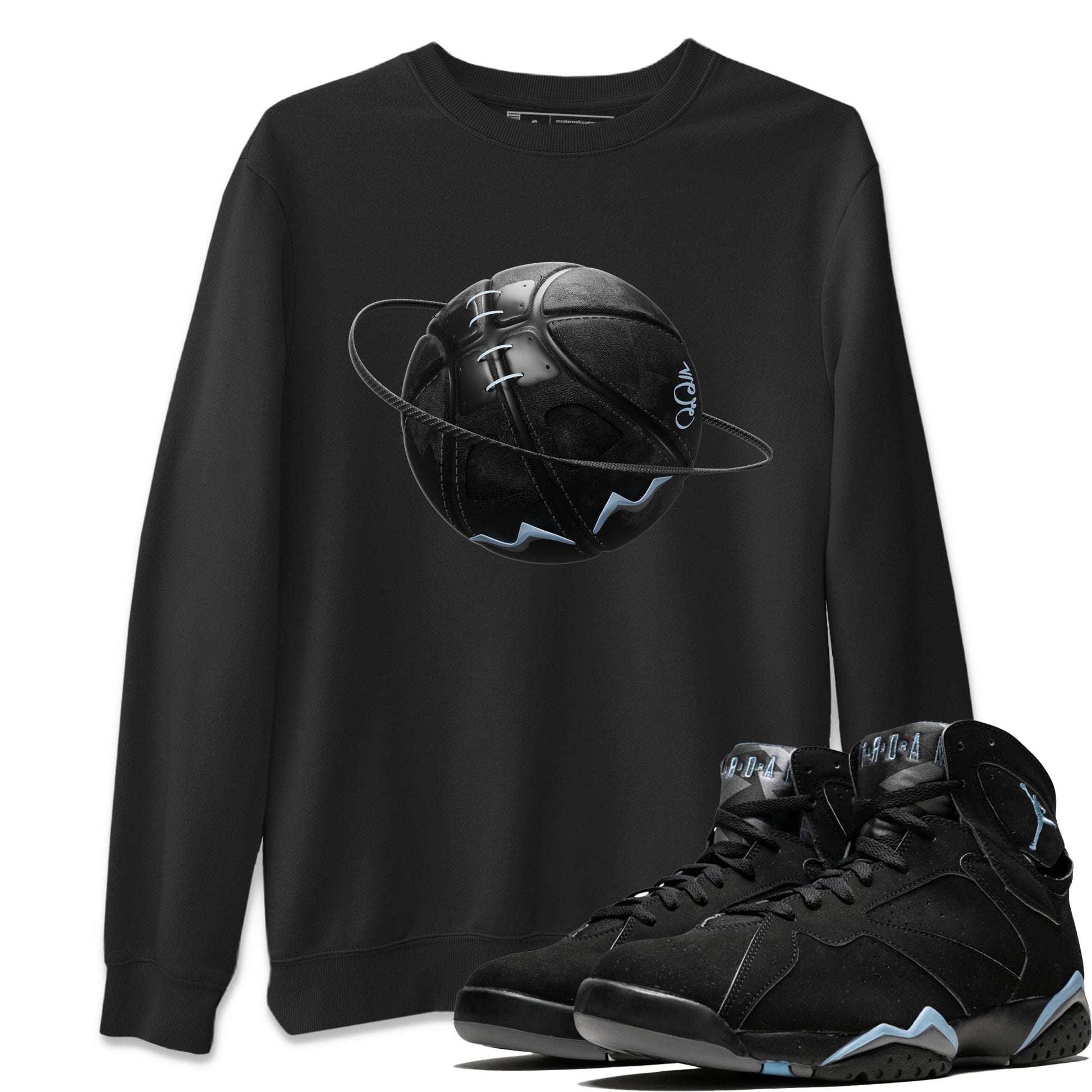 Air Jordan 7 Chambray Sneaker Match Tees Basketball Planet Sneaker Tees AJ7 Chambray Sneaker Release Tees Unisex Shirts Black 1