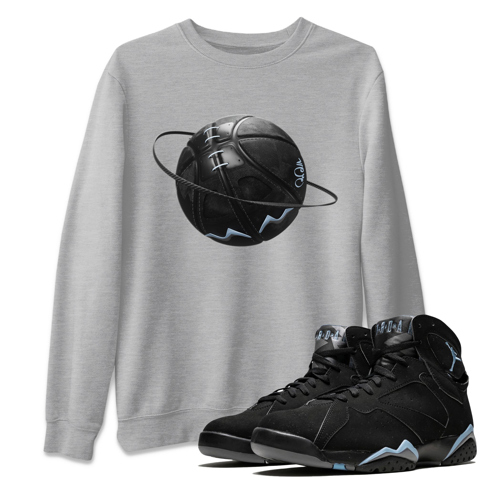 Air Jordan 7 Chambray Sneaker Match Tees Basketball Planet Sneaker Tees AJ7 Chambray Sneaker Release Tees Unisex Shirts Heather Grey 1