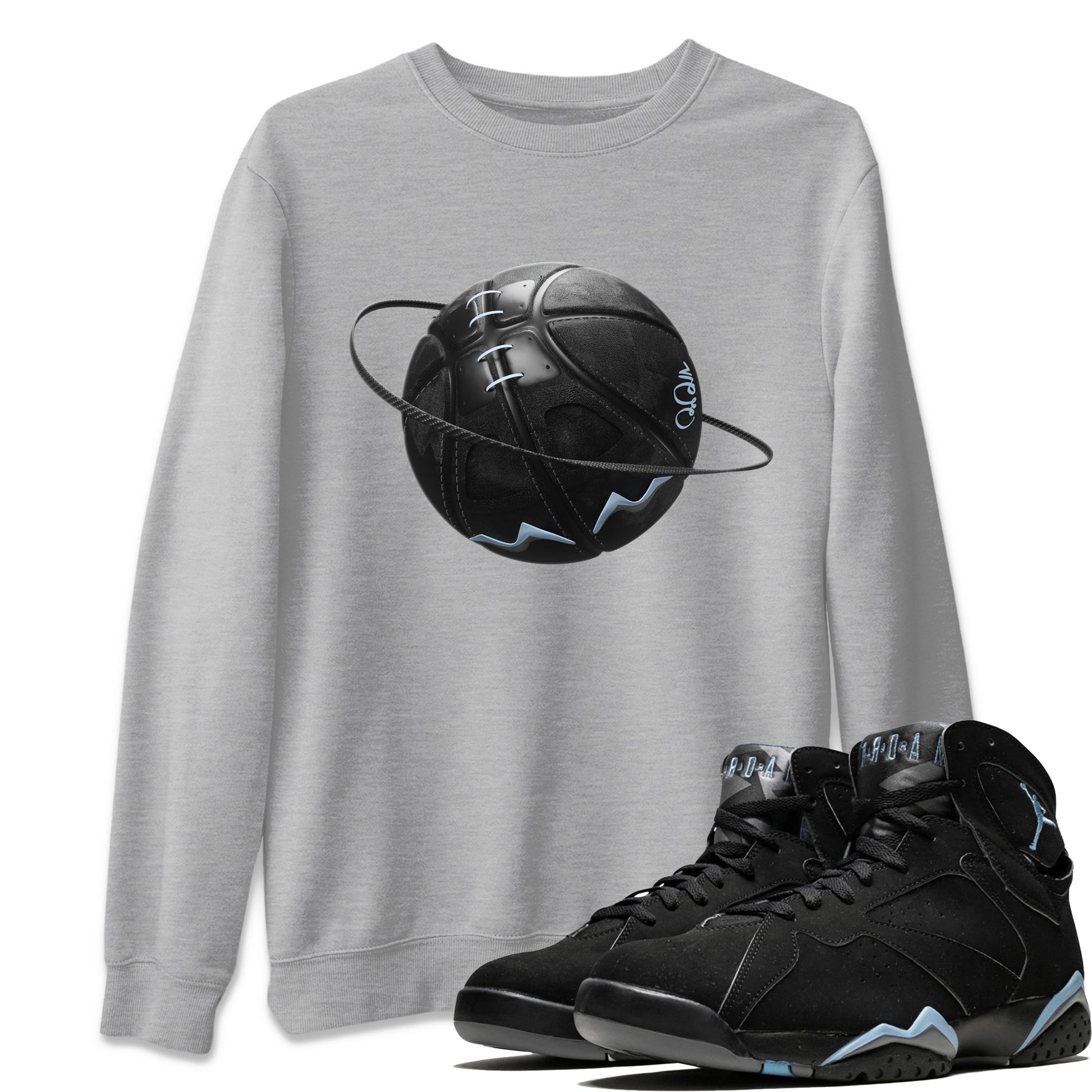 Air Jordan 7 Chambray Sneaker Match Tees Basketball Planet Sneaker Tees AJ7 Chambray Sneaker Release Tees Unisex Shirts Heather Grey 1