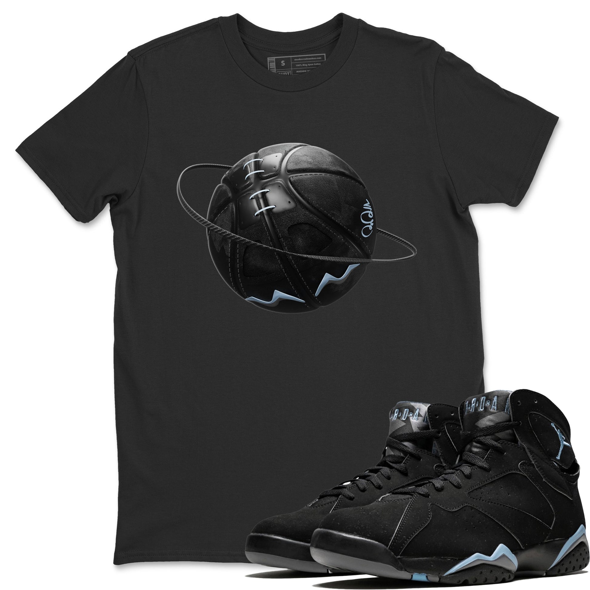 Air Jordan 7 Chambray Sneaker Match Tees Basketball Planet Sneaker Tees AJ7 Chambray Sneaker Release Tees Unisex Shirts Black 1