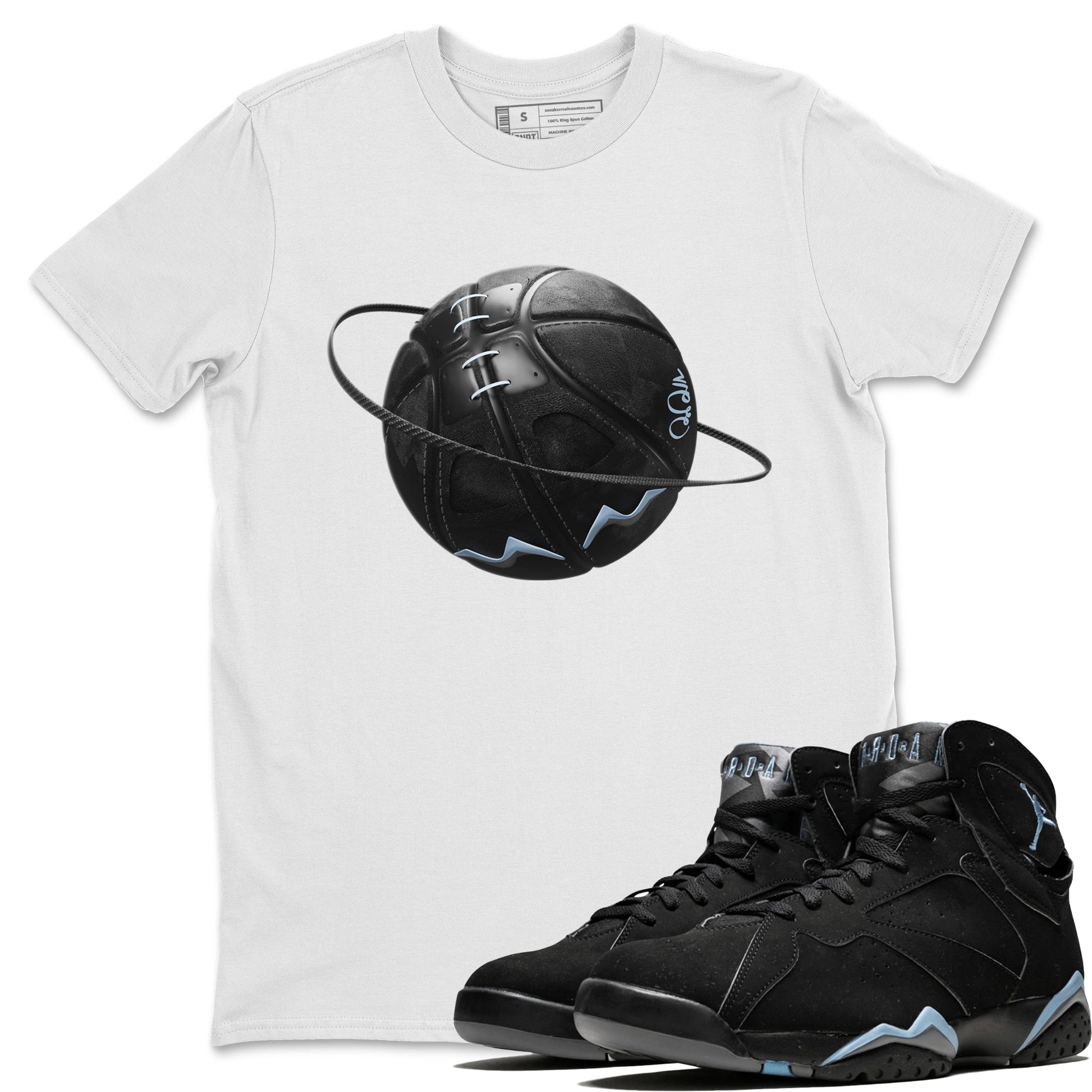 Air Jordan 7 Chambray Sneaker Match Tees Basketball Planet Sneaker Tees AJ7 Chambray Sneaker Release Tees Unisex Shirts White 1