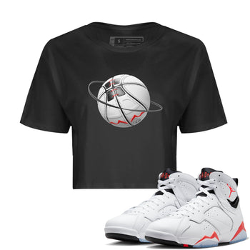 Air Jordan 7 Infrared Sneaker Match Tees Basketball Planet Sneaker Tees AJ7 Infrared Sneaker Release Tees Women's Shirts Black 1