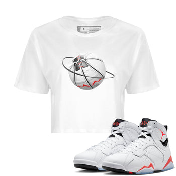 Air Jordan 7 Infrared Sneaker Match Tees Basketball Planet Sneaker Tees AJ7 Infrared Sneaker Release Tees Women's Shirts White 1