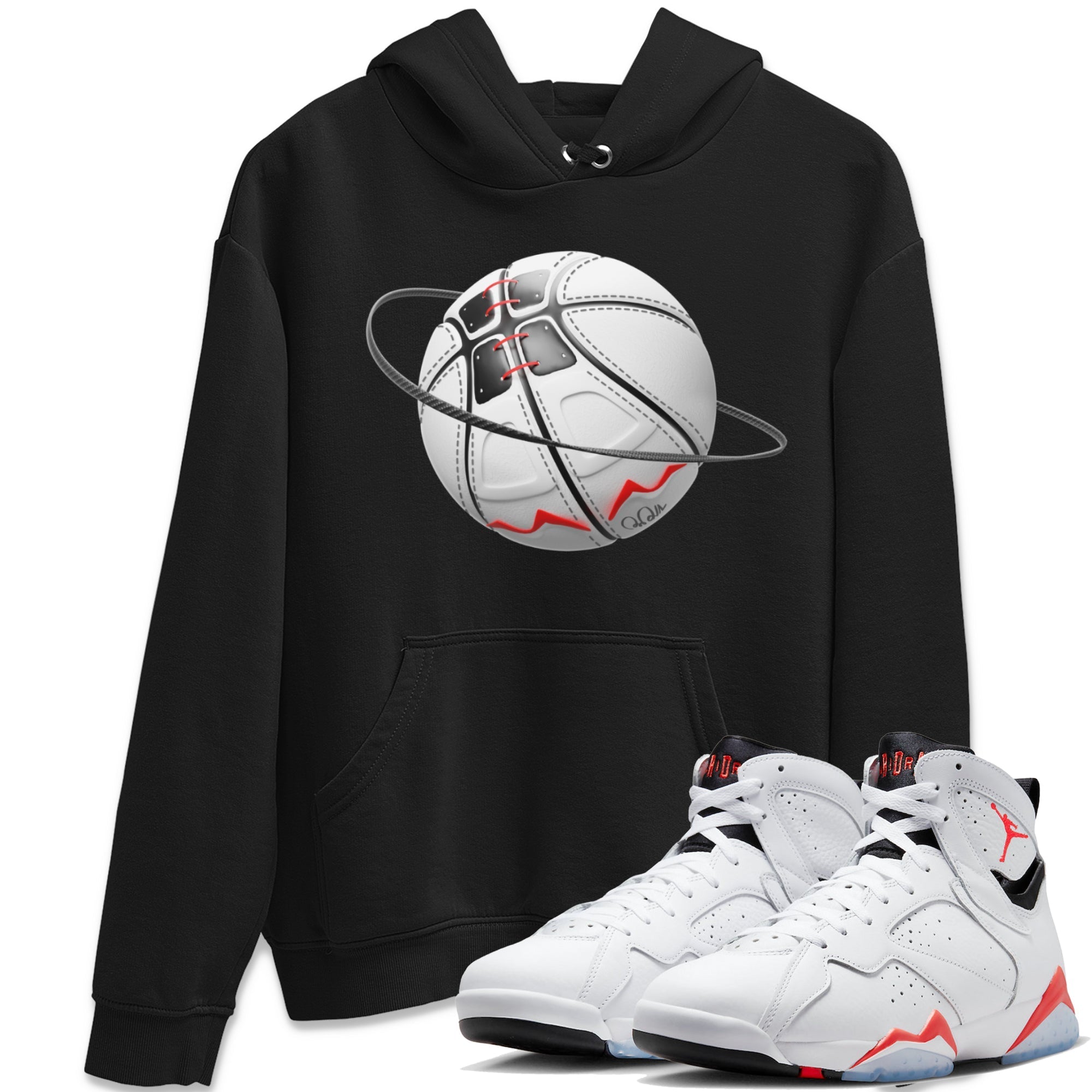 Air Jordan 7 Infrared Sneaker Match Tees Basketball Planet Sneaker Tees AJ7 Infrared Sneaker Release Tees Unisex Shirts Black 1