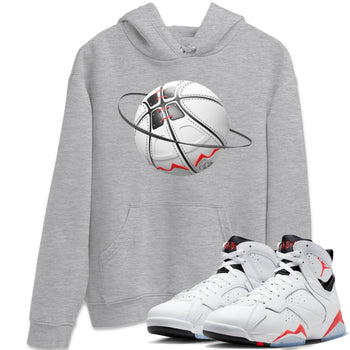 Air Jordan 7 Infrared Sneaker Match Tees Basketball Planet Sneaker Tees AJ7 Infrared Sneaker Release Tees Unisex Shirts Heather Grey 1