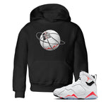 Air Jordan 7 Infrared Sneaker Match Tees Basketball Planet Sneaker Tees AJ7 Infrared Sneaker Release Tees Kids Shirts Black 1