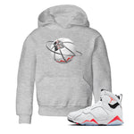 Air Jordan 7 Infrared Sneaker Match Tees Basketball Planet Sneaker Tees AJ7 Infrared Sneaker Release Tees Kids Shirts Heather Grey 1