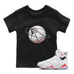 Air Jordan 7 Infrared Sneaker Match Tees Basketball Planet Sneaker Tees AJ7 Infrared Sneaker Release Tees Kids Shirts Black 1