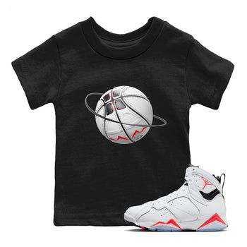 Air Jordan 7 Infrared Sneaker Match Tees Basketball Planet Sneaker Tees AJ7 Infrared Sneaker Release Tees Kids Shirts Black 1