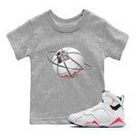 Air Jordan 7 Infrared Sneaker Match Tees Basketball Planet Sneaker Tees AJ7 Infrared Sneaker Release Tees Kids Shirts Heather Grey 1