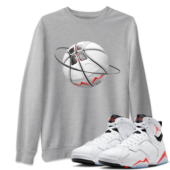 Air Jordan 7 Infrared Sneaker Match Tees Basketball Planet Sneaker Tees AJ7 Infrared Sneaker Release Tees Unisex Shirts Heather Grey 1
