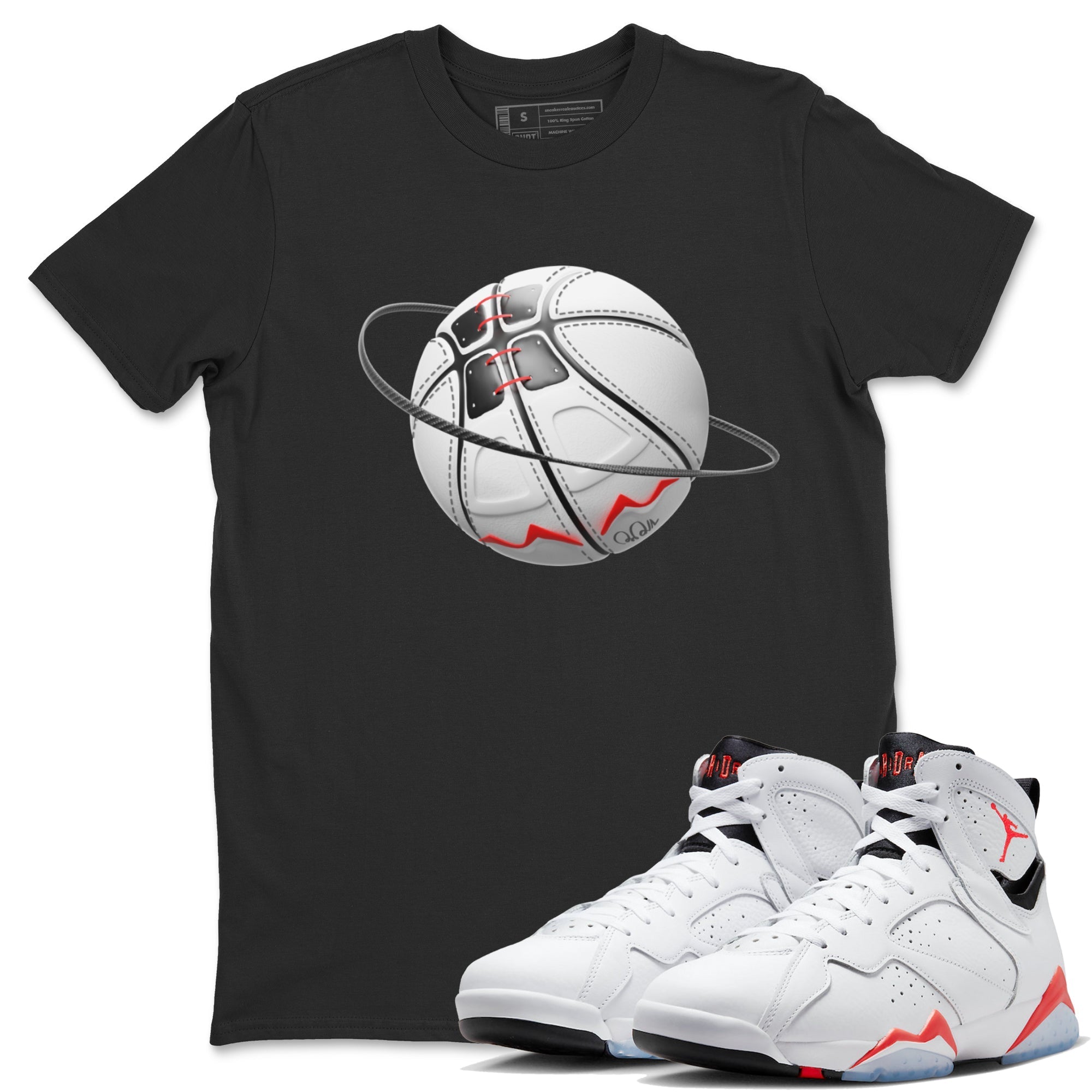 Air Jordan 7 Infrared Sneaker Match Tees Basketball Planet Sneaker Tees AJ7 Infrared Sneaker Release Tees Unisex Shirts Black 1