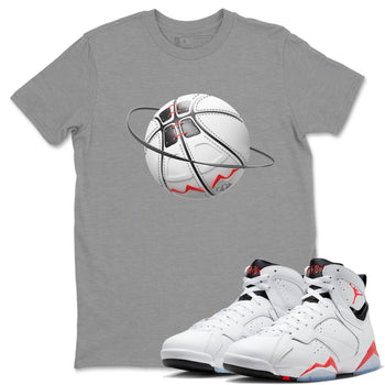 Air Jordan 7 Infrared Sneaker Match Tees Basketball Planet Sneaker Tees AJ7 Infrared Sneaker Release Tees Unisex Shirts Heather Grey 1