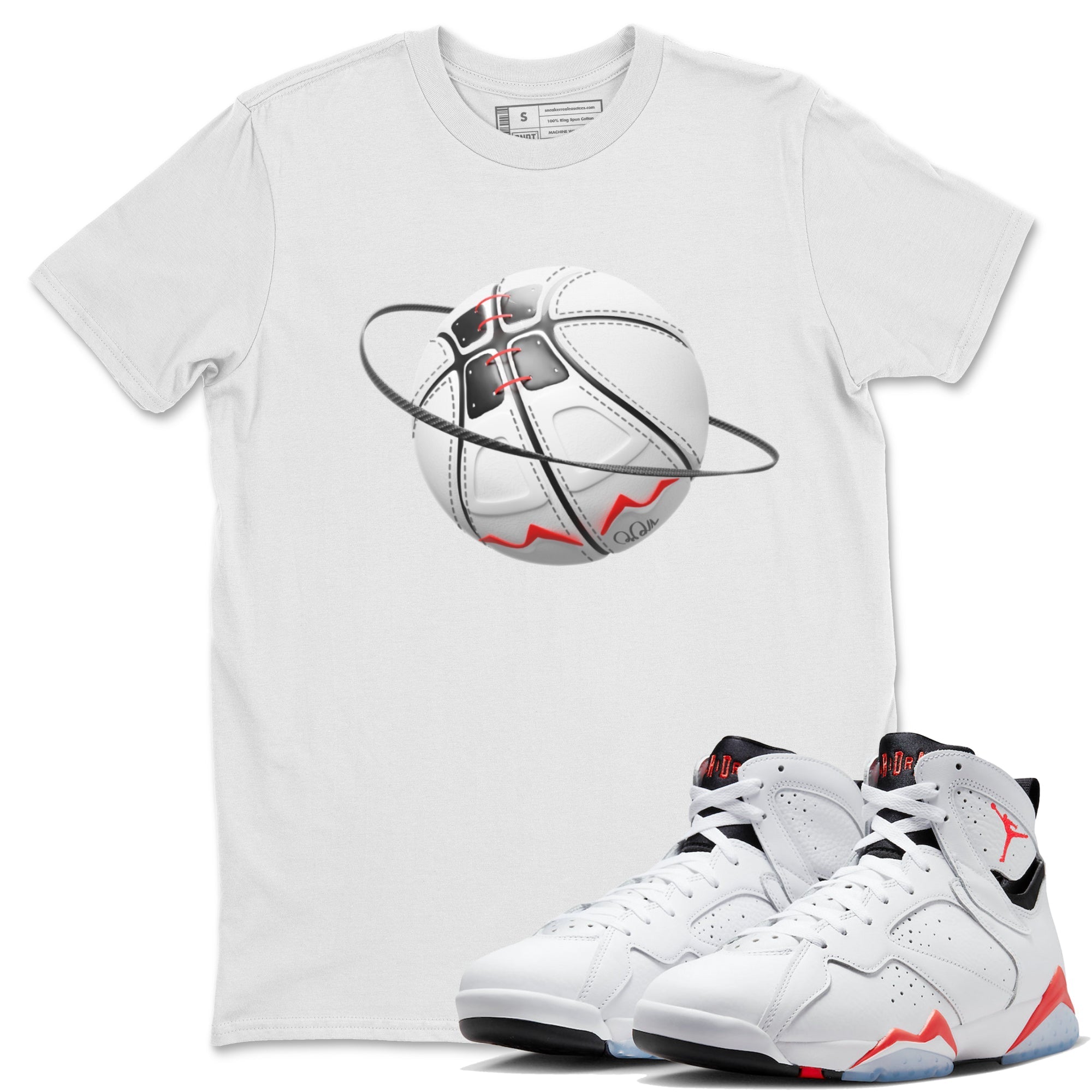 Air Jordan 7 Infrared Sneaker Match Tees Basketball Planet Sneaker Tees AJ7 Infrared Sneaker Release Tees Unisex Shirts White 1
