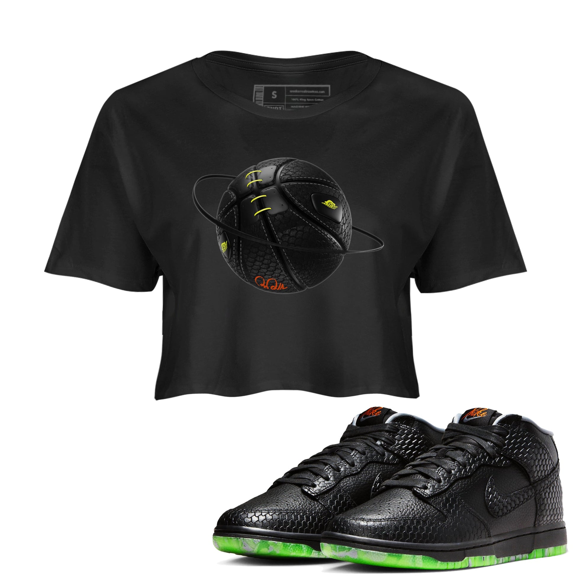 Dunk Mid Premium shirt to match jordans Basketball Planet sneaker tees halloween horror nights Nike Dunk Halloween SNRT Sneaker Release Tees Black 1 Crop T-Shirt