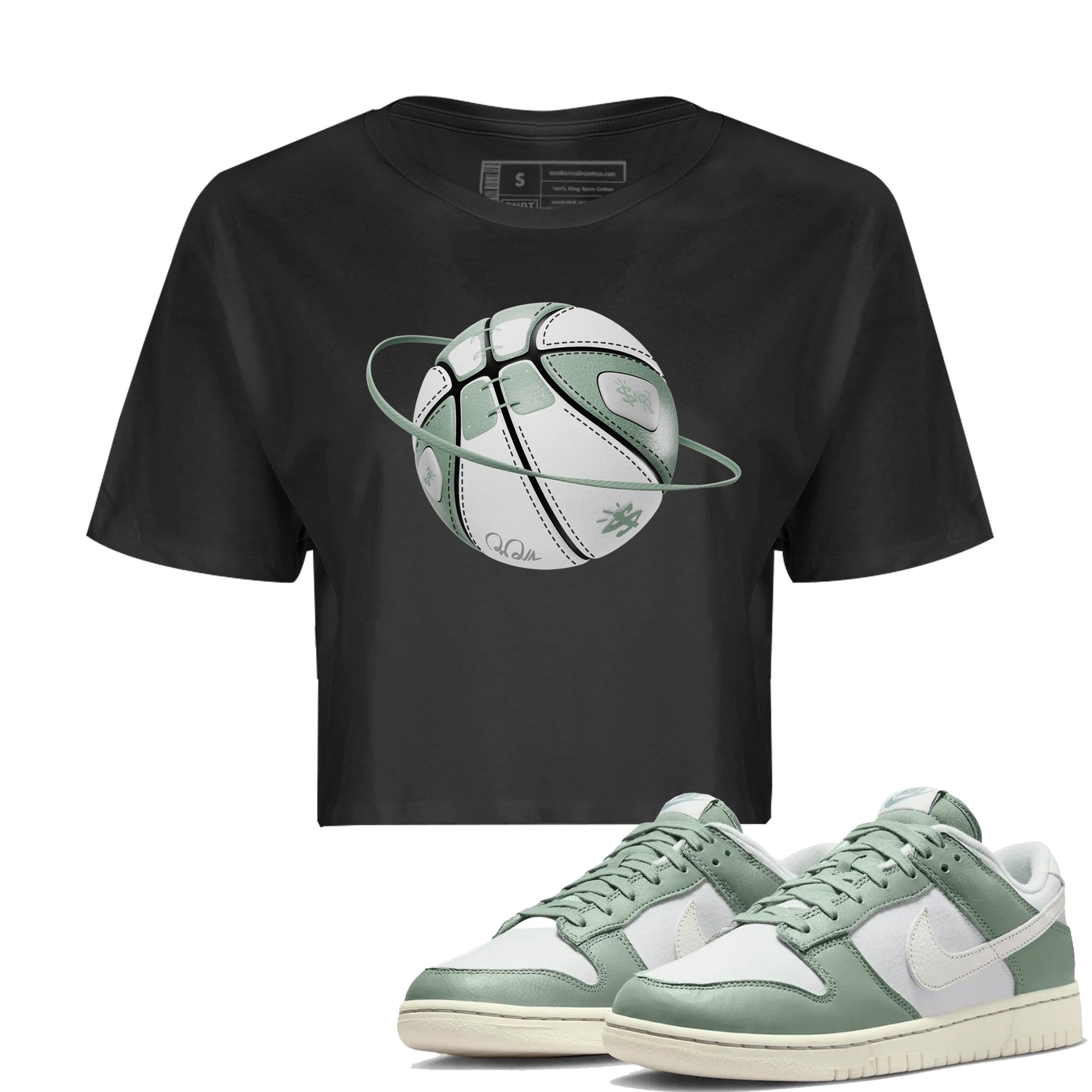 Dunk Mica Green Sneaker Match Tees Basketball Planet Sneaker Tees Dunk Low Mica Green Sneaker Release Tees Women's Shirts Black 1