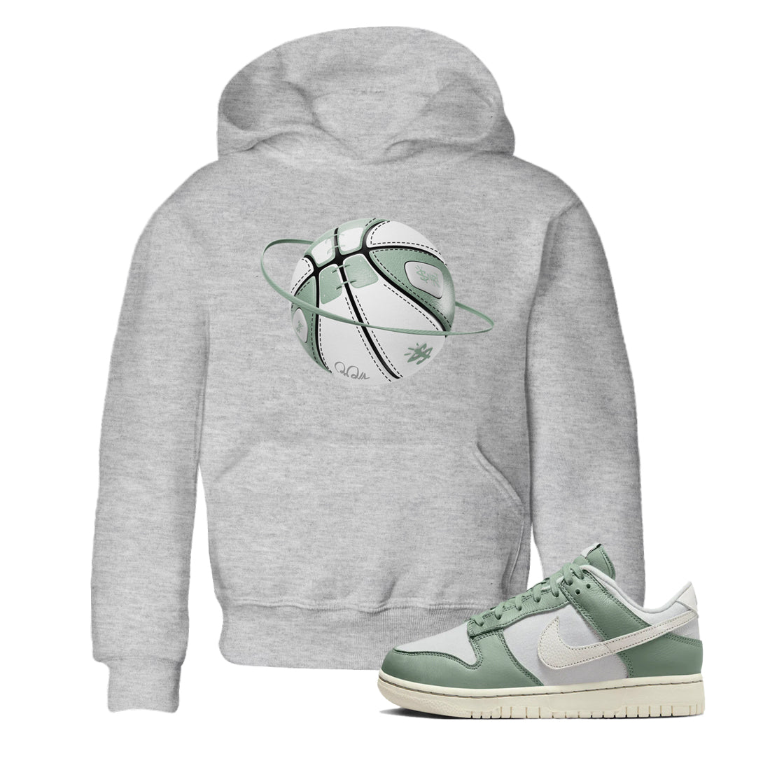 Dunk Mica Green Sneaker Match Tees Basketball Planet Sneaker Tees Dunk Low Mica Green Sneaker Release Tees Kids Shirts Heather Grey 1