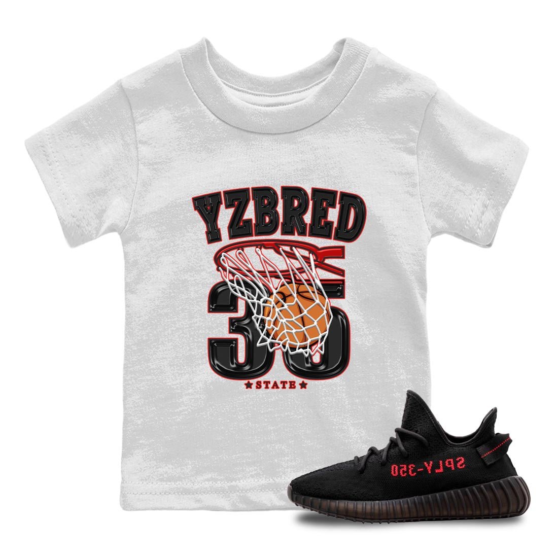 Yeezy 350 Bred shirt to match jordans Basketball sneaker tees Yeezy Boost 350 V2 Bred SNRT Sneaker Release Tees Baby Toddler White 1 T-Shirt