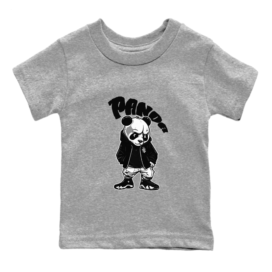 14s Panda shirt to match jordans Bastard Panda sneaker tees Air Jordan 14 Panda SNRT Sneaker Release Tees Baby Toddler Heather Grey 2 T-Shirt