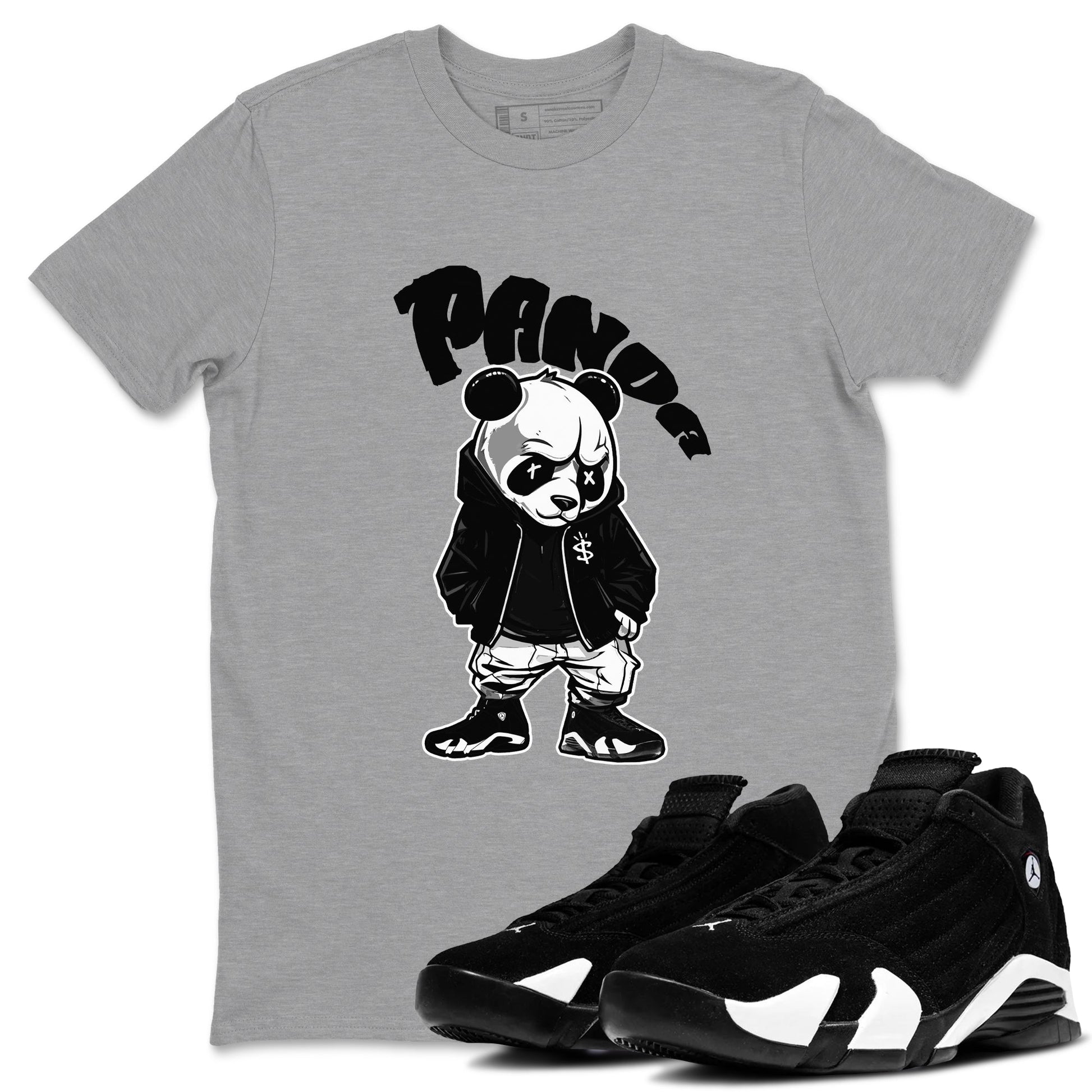 14s Panda shirt to match jordans Bastard Panda sneaker tees Air Jordan 14 Panda SNRT Sneaker Release Tees Unisex Heather Grey 1 T-Shirt