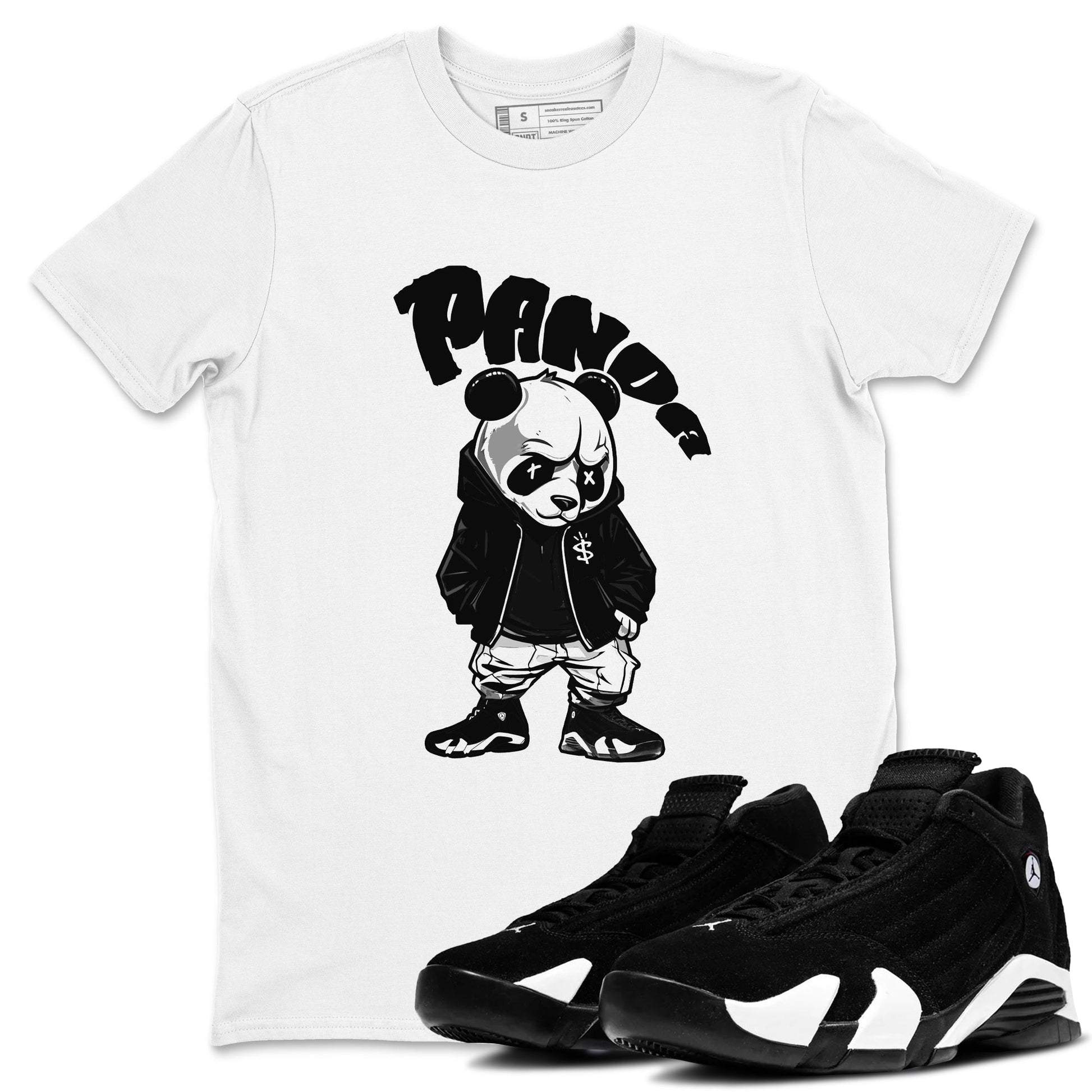 14s Panda shirt to match jordans Bastard Panda sneaker tees Air Jordan 14 Panda SNRT Sneaker Release Tees Unisex White 1 T-Shirt