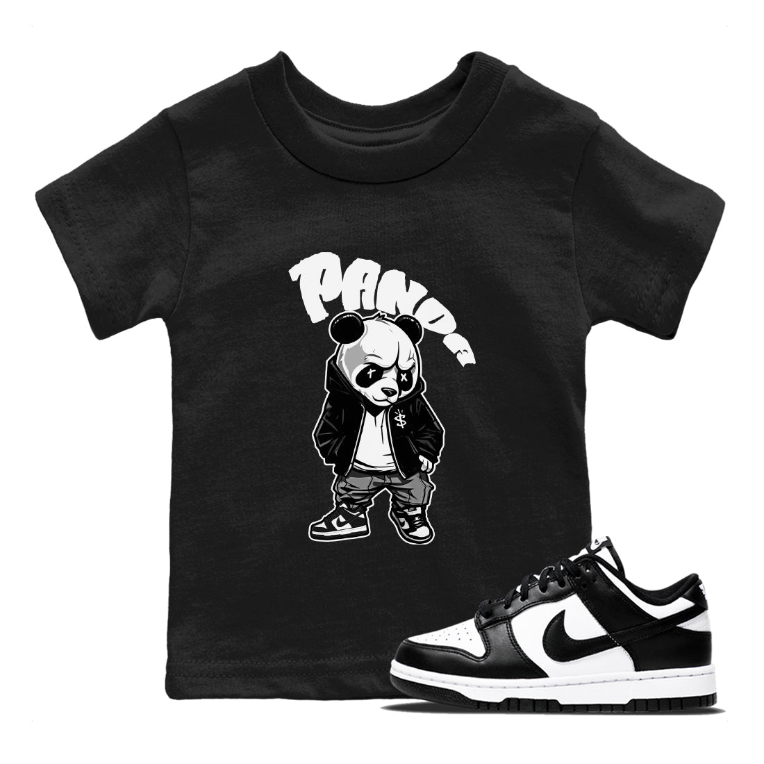 Dunk Panda Sneaker Match Tees Bastard Panda Sneaker Tees Dunk Low White Black SNRT Sneaker Release Tees Kids Shirts Black 1