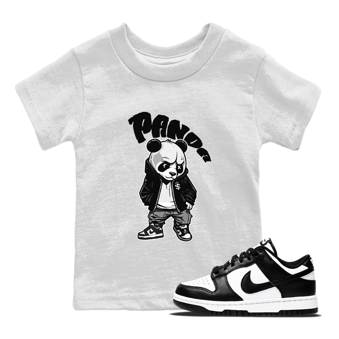 Dunk Panda Sneaker Match Tees Bastard Panda Sneaker Tees Dunk Low White Black SNRT Sneaker Release Tees Kids Shirts White 1
