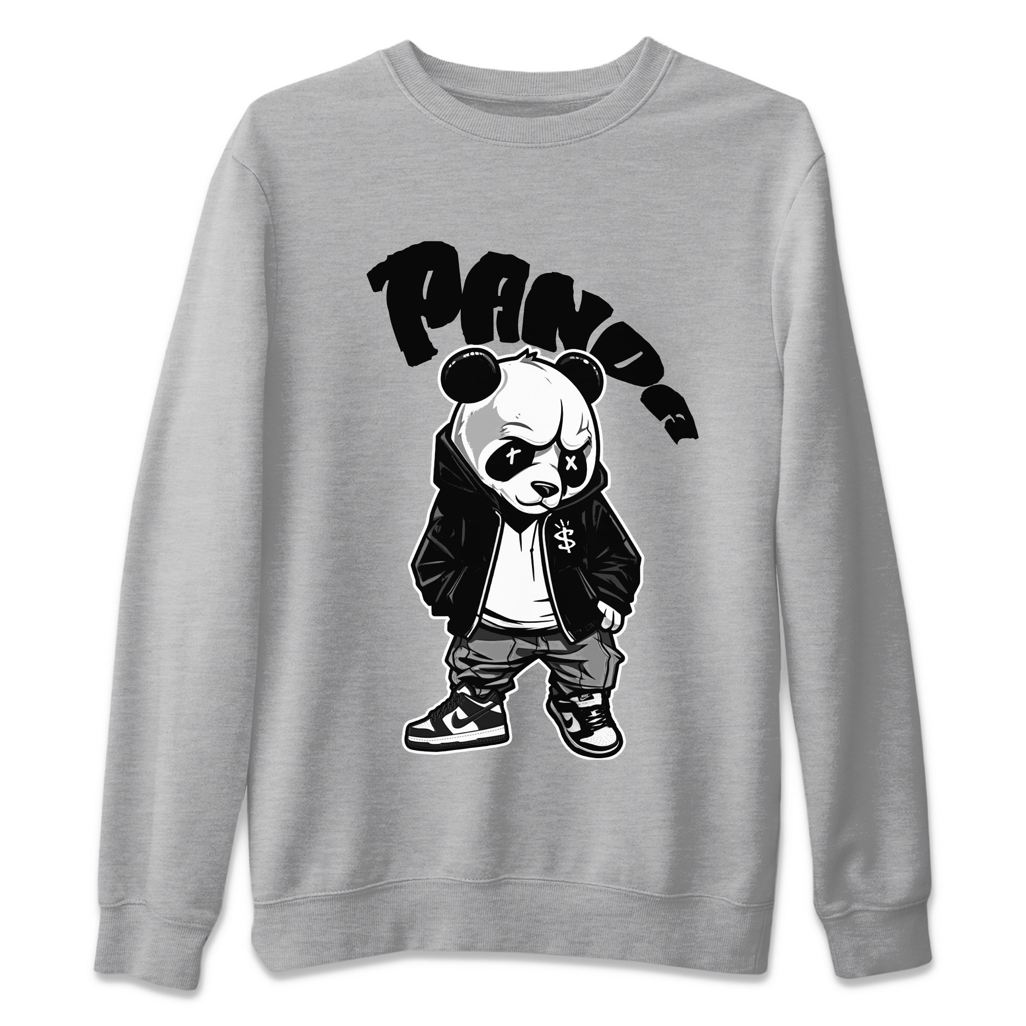Dunk Panda Sneaker Match Tees Bastard Panda Sneaker Tees Dunk Low White Black SNRT Sneaker Release Tees Unisex Shirts Heather Grey 2