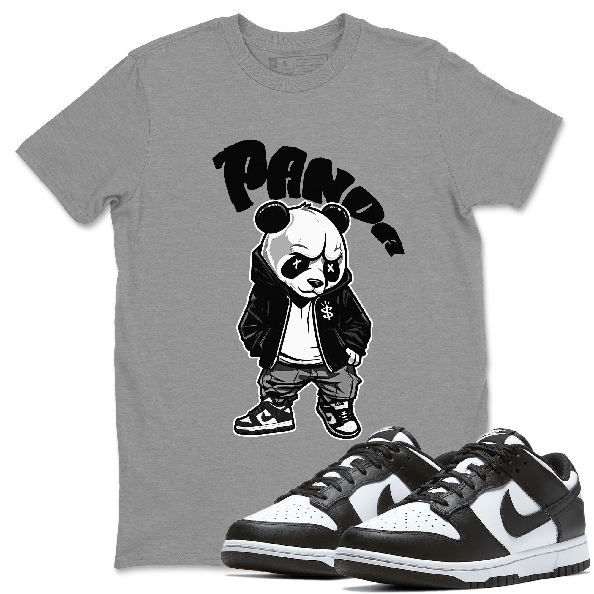 Dunk Panda Sneaker Match Tees Bastard Panda Sneaker Tees Dunk Low White Black SNRT Sneaker Release Tees Unisex Shirts Heather Grey 1