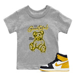 AJ1 Yellow Ochre shirt to match jordans Be Grateful sneaker tees Air Jordan 1 Yellow Ochre SNRT sneaker release tees baby toddler Heather Grey 1 cotton Shirt