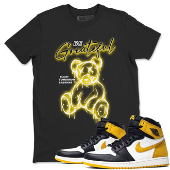AJ1 Yellow Ochre shirt to match jordans Be Grateful sneaker tees Air Jordan 1 Yellow Ochre SNRT Sneaker Release Tees unisex cotton Black 1 crew neck shirt